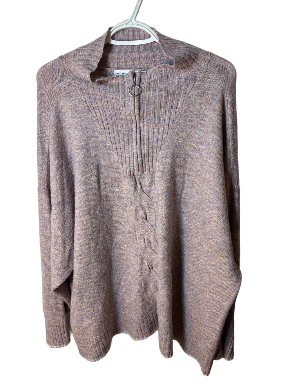 Pennington’s Women’s Lavender Zip-Neck Cable Trim Sweater size 2X